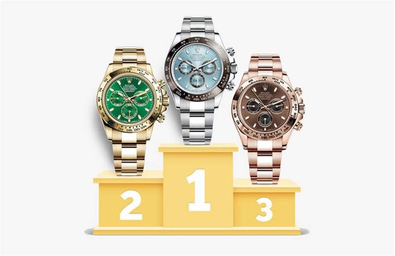 Daytona系列近期身價(jià)跌最多的三款表。 （世界腕表官網(wǎng)）