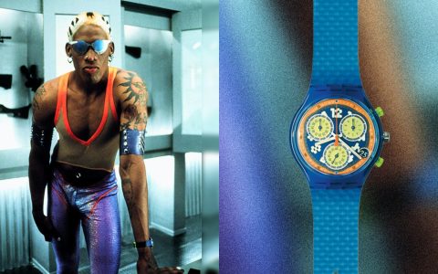 觀看發(fā)現(xiàn)丹尼斯羅德曼在“雙人隊(duì)”（1997）中佩戴斯沃琪計(jì)時(shí)碼表