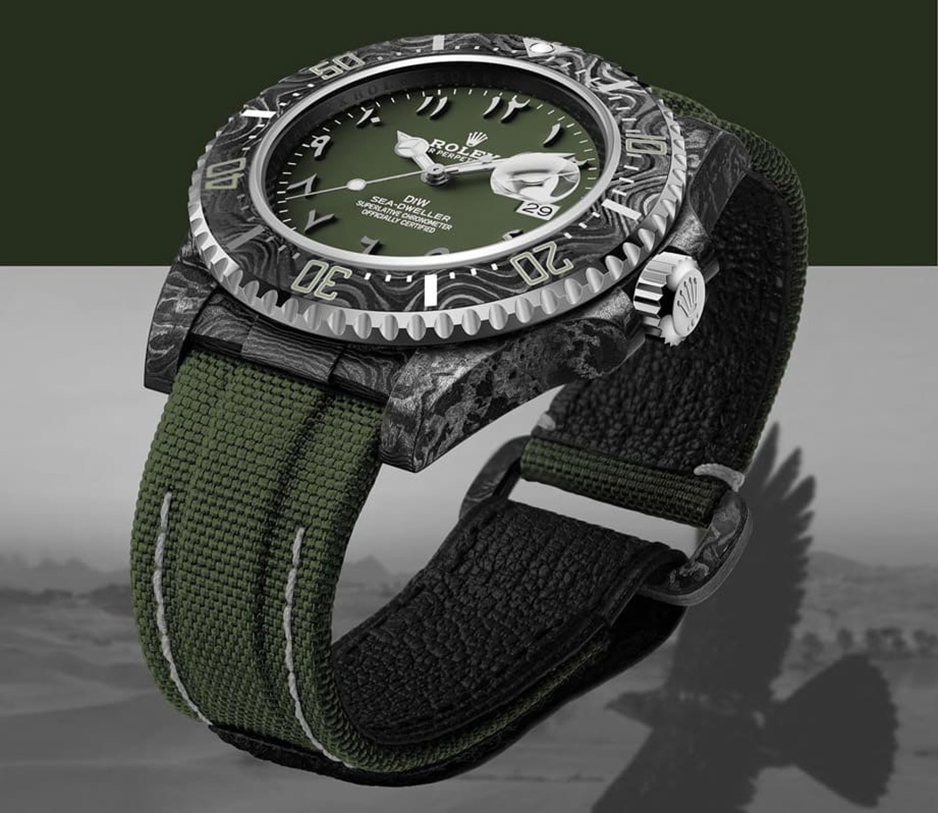 改裝表品牌DiW近期以海使126600為基礎(chǔ)，打造出一款名為”Hunter Arabic”的特殊風(fēng)格作品。 （Source：Designa Individual）