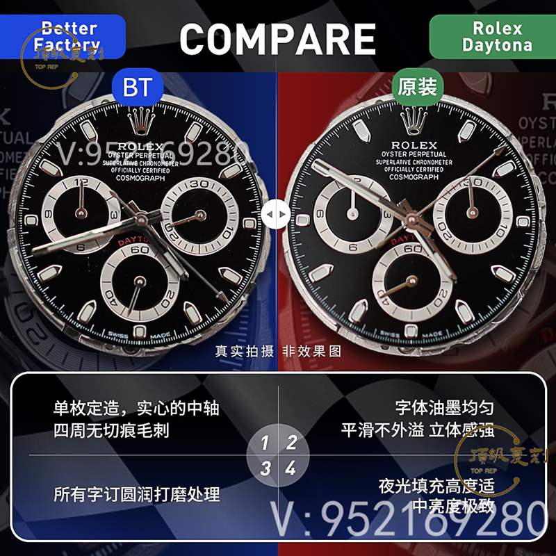BT廠迪通拿真假對比-BT廠勞力士迪通拿復(fù)刻表對比正品區(qū)別大嗎