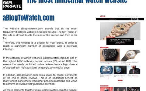 新研究將 aBlogtoWatch 列為消費者購買“最具影響力的手表網站”