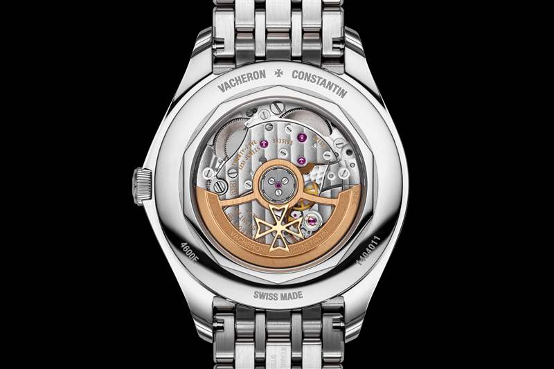 江詩丹頓 Fiftysix 背面的機芯視圖。