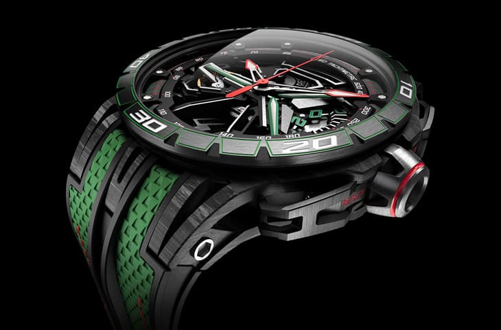 羅杰杜彼Excalibur Spider Flyback Chronograph：藍寶堅尼極速綠的腕上風暴