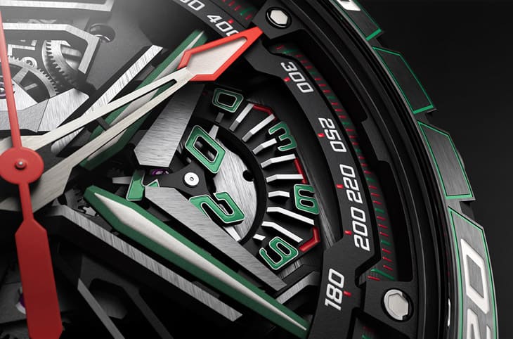 羅杰杜彼Excalibur Spider Flyback Chronograph：藍寶堅尼極速綠的腕上風暴