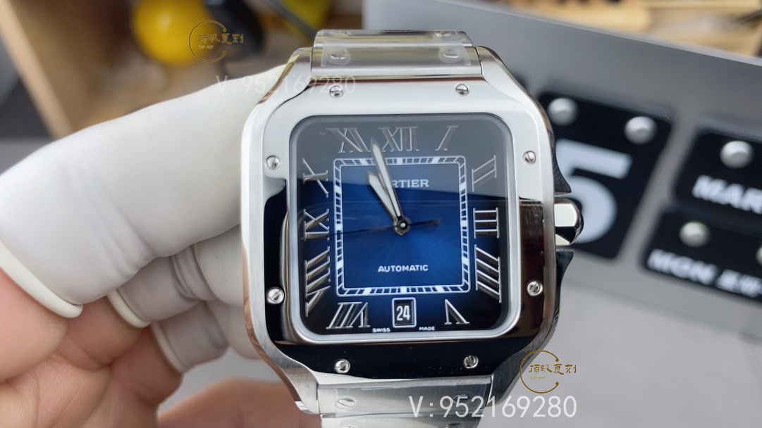 BV廠V2升級(jí)版卡地亞大號(hào)山度士WSSA0013孔雀藍(lán)腕表做工怎么樣