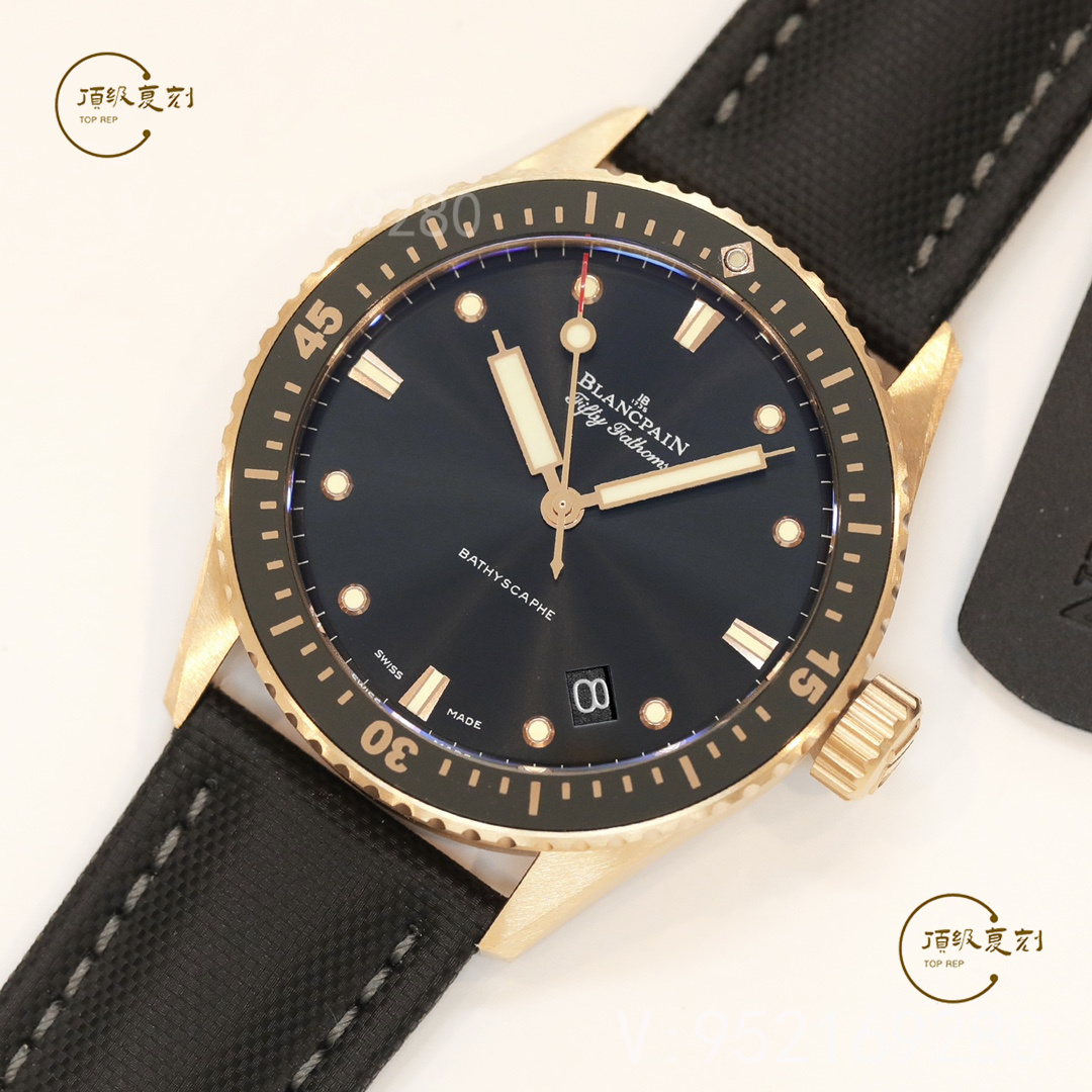 GF廠寶珀五十噚深潛器5000紅金黑盤復(fù)刻表評(píng)測(cè)(GF廠五十噚紅金5000怎么樣)